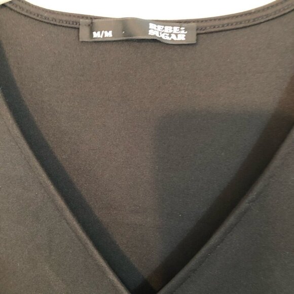 Faux Black Wrap Around  Dress Ladies Med - Picture 5 of 8